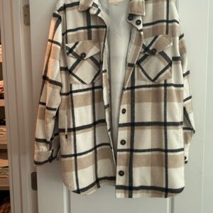 Thread & Supply Tan and Black Plaid Jacket